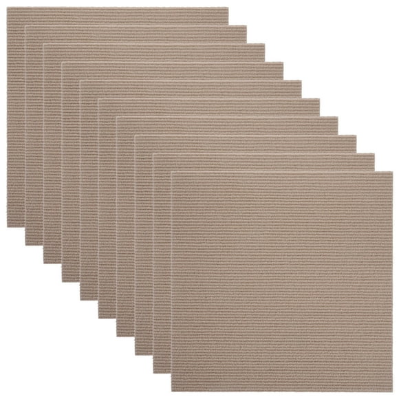 OUNONA Self-Adhesive Carpet Tiles 10Pcs Khaki for Durable and Non-Slip Flooring in Home and Office Spaces