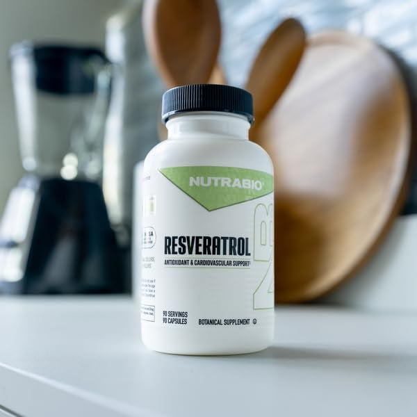 NutraBio 98% Pure Resveratrol Supplement 500mg - Standardized to 490mg Trans Resveratrol Supplement, Heart Health and Antioxidant Defense-90 Capsules- 90 servings