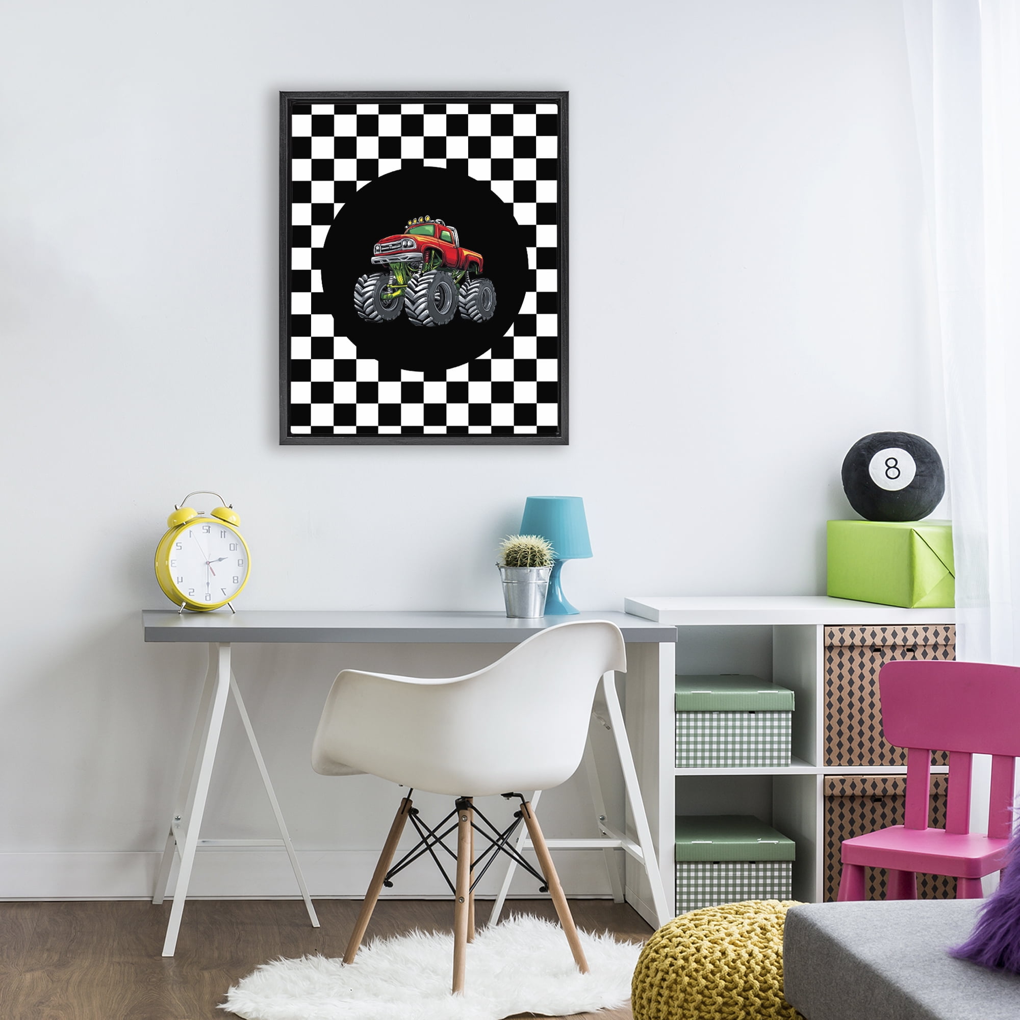 Monster Truck Dude Black Framed Floater Canvas Wall Art, design by Kim Allen