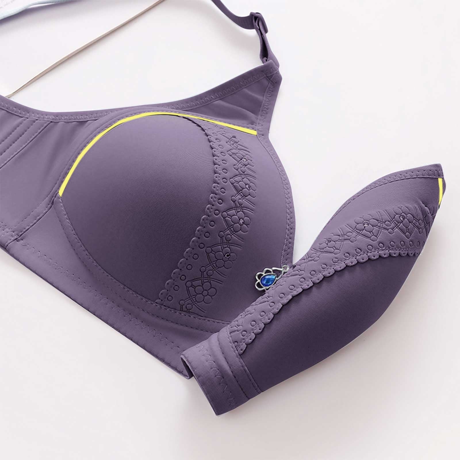 BELLZELY Sports Bras for Women Clearance Women Lady Lace Gathered Bra Plus Size  Sports Bra Underwear Yoga Hollow Out Bra Cup 