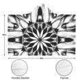 thumbnail image 3 of Wearable Blanket,Black White Tie Dye Mandala Pattern Hooded Wearable Flannel Blanket for Adults & Teens with Buckle,Winter Poncho Shawl Wrap Cape,60"x80", 3 of 5
