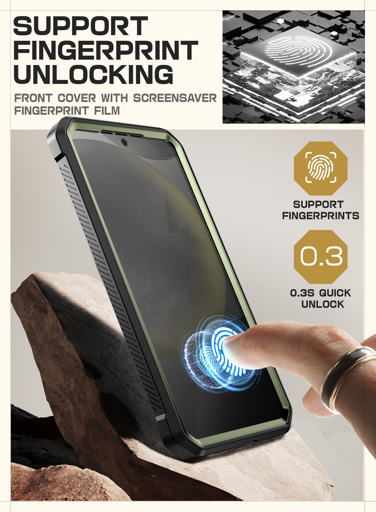 SUPCASE for Samsung Galaxy S25 Case with Stand, [Unicorn Beetle Pro] [2 Front Frames] [Built-in Screen Protector & Belt-Clip] Military-Grade Protection Phone Case Cover for Galaxy S25, Guldan