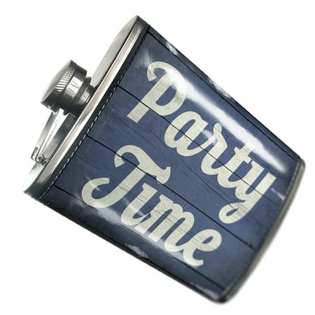 

NEONBLOND Flask Party Time Fourth of July Blue and White Wood Planks