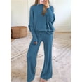 thumbnail image 5 of Womens 2 Piece Outfits Fall Lounge Set Oversized Chunky Knit Sweater Top Wide Leg Pants Loungewear Clothes M, 5 of 7