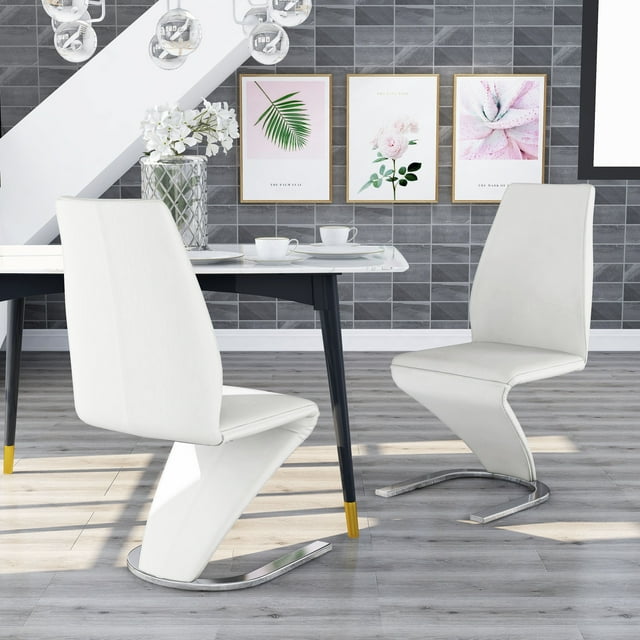 Furniture of America Borm Modern White Faux Leather Dining Chairs (Set