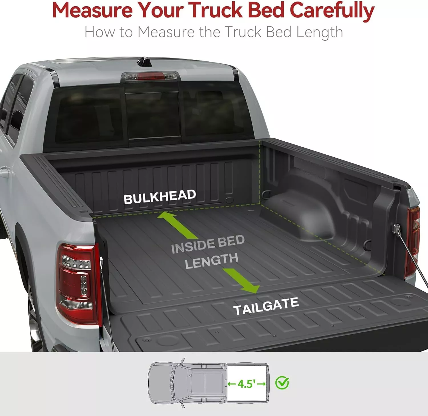 RVNI 4.5FT FRP Hard Tri-Fold for 2022-2023 2024 Ford Maverick Tonneau Cover Truck Bed