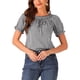 thumbnail image 1 of BLUSA DE GINGHAM A CUADROS INSPIRADORA PARA MUJER CON CUELLO REDONDO, VOLANTES Y MANGAS PUFF TALLA XL NEGRA, 1 of 5