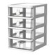 thumbnail image 1 of Caja de almacenamiento de plástico con cajón, organizador de escritorio, transparente, multicapa, con asas de conejo, suministros de oficina, 1 of 8