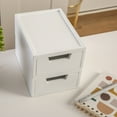 thumbnail image 2 of Martha Stewart Weston 2 Pack Stackable White Engineered Wood Boxes with Drawers, Office Desktop Organizers, 5.25" x 7", 2 of 9