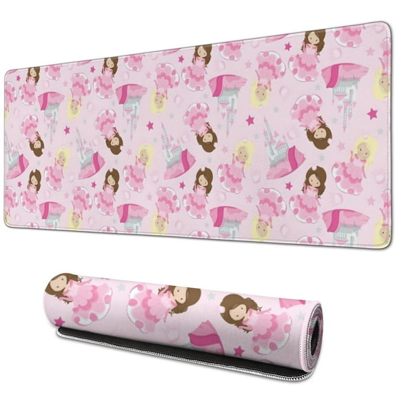 Long Mouse Pads for Desk,Princess Castle Pattern Desk Mats on Top Of Desks, Desk Mouse Pad Extra Large with 3mm Non-Slip Base and Stitched Edge for Gaming,Office,Work,Home 31.5"x11.8"