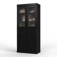 thumbnail image 3 of 100% Solid Wood 32" Pantry Cabinet with Solid, Frosted Glass Doors, 2-Drawers and Adjustable Shelves, Black, 3 of 7