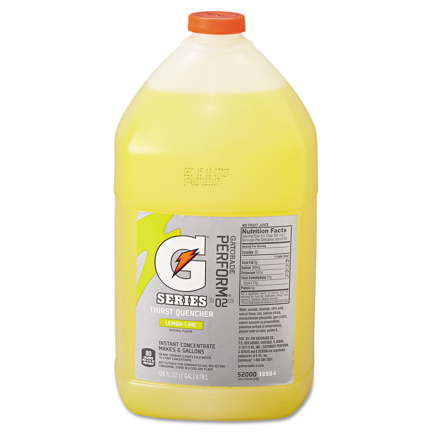 Gatorade Liquid Concentrate, LemonLime, One Gallon Jug, 4 Count