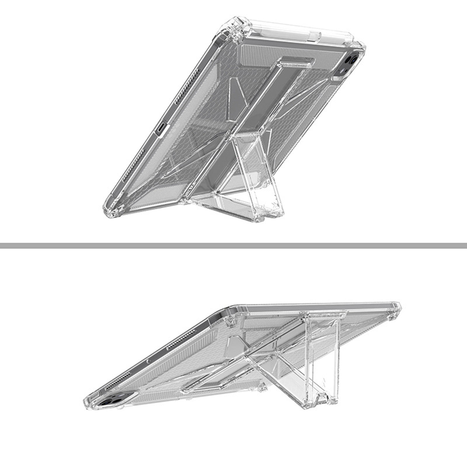 ELEHOLD Protective Case For Apple iPad Pro 11-inch (M5) 2025/(M4) 2024 ,Shockproof Slim Soft TPU Pencil Holder Foldable Kickstand Anit-Resistant Cover,Clear