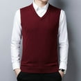 thumbnail image 2 of FINALGANG Men's Sweater Vest Fall Winter Solid Color Relaxed Fit Vest Sleeveless V Neck Jumpser For Cold Weather Casual Daily Wear Leisure Knitwear, 2 of 4