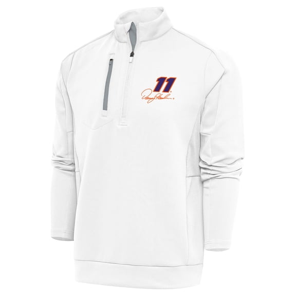 Men's Antigua White Denny Hamlin Generation Quarter-Zip Pullover Top