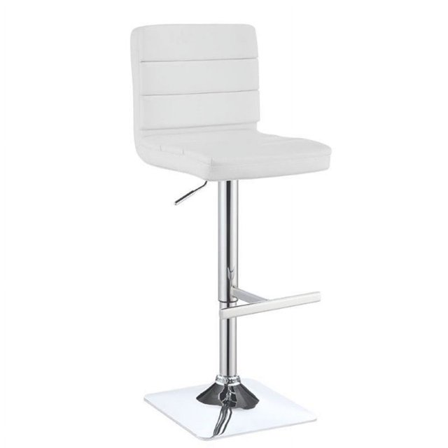 Bowery Hill Faux Leather Adjustable Bar Stool in White