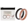 thumbnail image 1 of Juego de anillos trenzados apilables de boda ROQ para mujer silicona Rosa-Negro 2 x 11 mm, 1 of 2