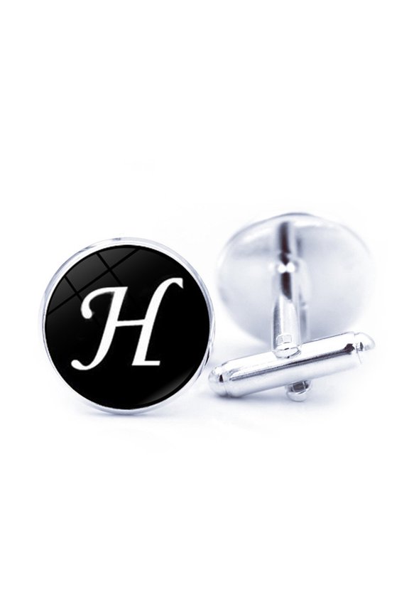 1 Pair Men Cufflinks Letter Pattern Electroplating Smooth Surface Exquisite Craftsmanship Item Decorate Alloy Men A-Z Single Alphabet Cufflinks Custom Accessory