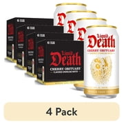 (4 pack) Liquid Death, Cherry Obituary, Soda-Flavored Sparkling Water, 6-Pack (12 fl oz Cans), Low Sugar, Huge Flavor and No Artificial Sweeteners