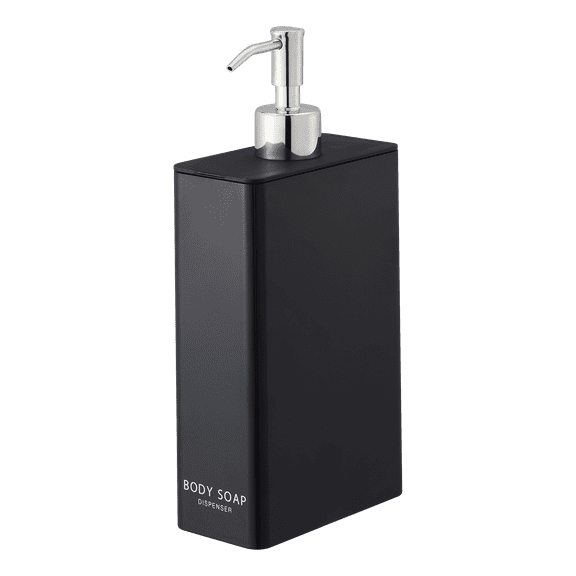 Yamazaki Home Rectangle Shower Dispenser - Three Styles, ABS Plastic, Body Soap, 24 fluid oz., 700 ml Black