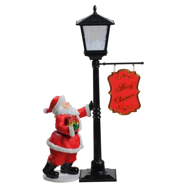14.5" Mini Snowing Street Lamp and Santa Claus Christmas Table Top