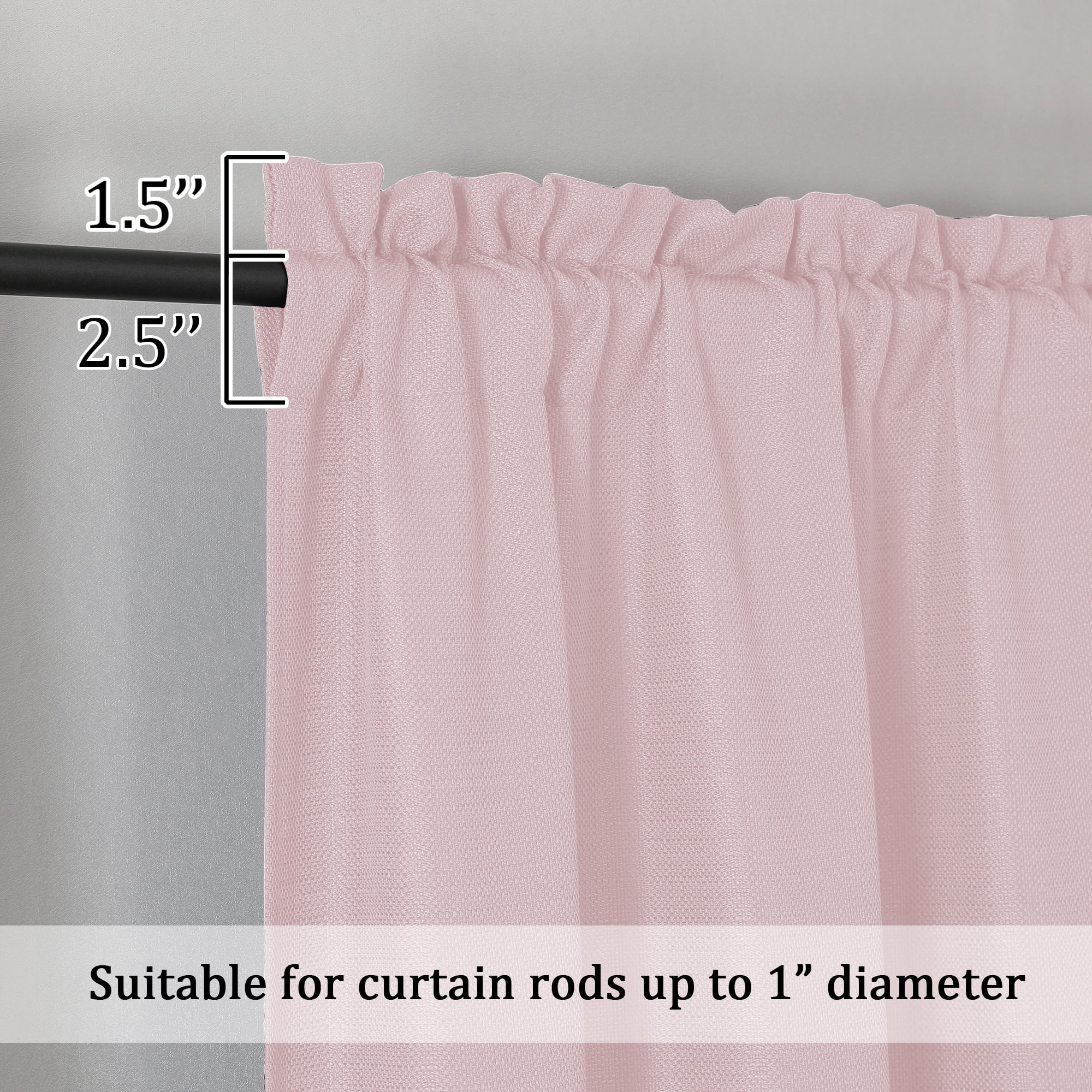 OVZME Bethany Faux Linen Blush Curtains 84 Inches Long 2 Panels Set, Solid Soft Airy Light Filtering Curtains for Bedroom, Slub Textured Farmhouse Rod Pocket Living Room Curtains, 40Wx84L Inch