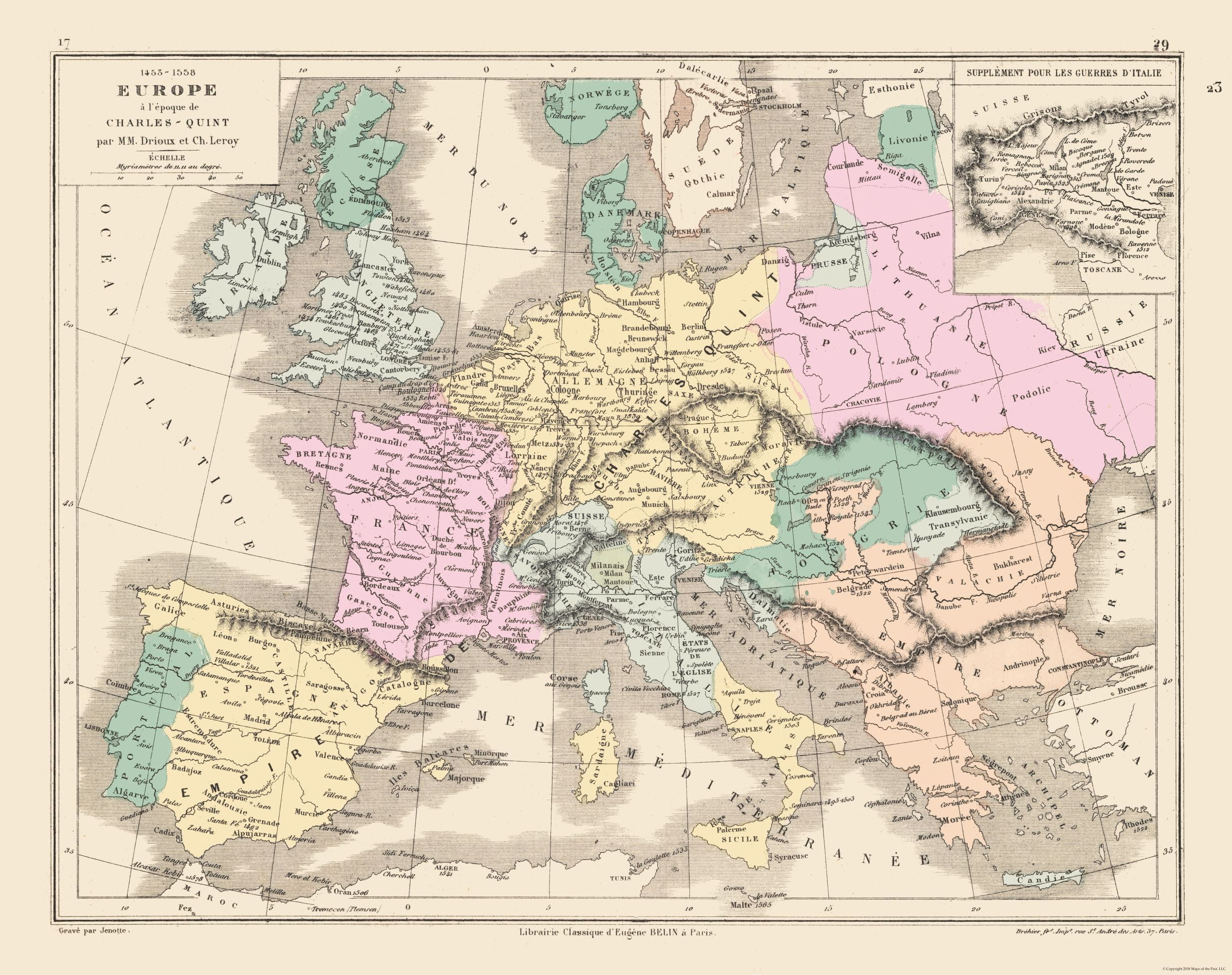 International Map Europe 14531558 Drioux 1882 29.06 x 23