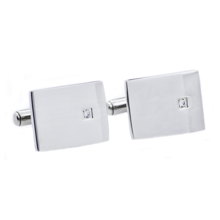 Arista Round Cubic Zirconia Men's Classic Cuff Links in Stainless Steel