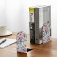 thumbnail image 5 of Pofeuu Colorful Watercolor Dots Print Large Bookend Hold Heavy Books- Wood Bookends for Heavy Books Heavy Duty Book Ends Wood Bookends for Office Desk Non-Skid, 5 of 7