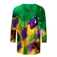 thumbnail image 5 of Mardi Gras Tops T-shirt Blouse for Womens,Womens 3/4 Sleeves Round Neck Mardi Gras Printed Casual T-shirt Purple XL, 5 of 5