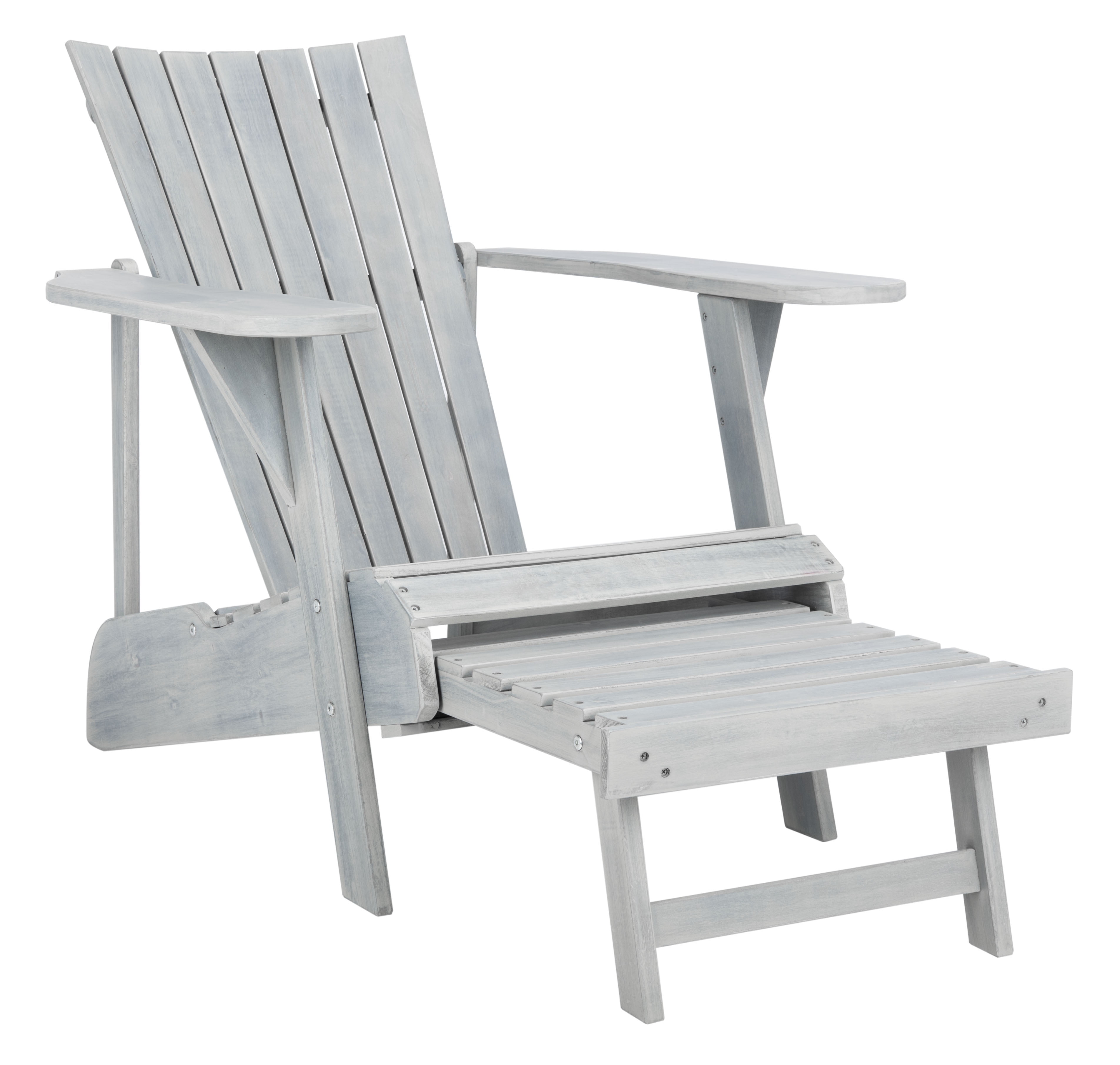 SAFAVIEH Merlin Outdoor Patio Adirondack Chair w/Footrest, Ash Grey