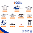 thumbnail image 2 of Batería de Cocina Flavor Kitchen Profesional 26 Piezas Acero Inoxidable, 2 of 13