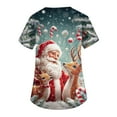 thumbnail image 5 of Garbnen Christmas Scrub Top Women Plus Size Stretchy Santa Claus Print Nurses Working Uniforms with Pocket V Neck Short Sleeve Scrubs for Women S-5XL, 5 of 5