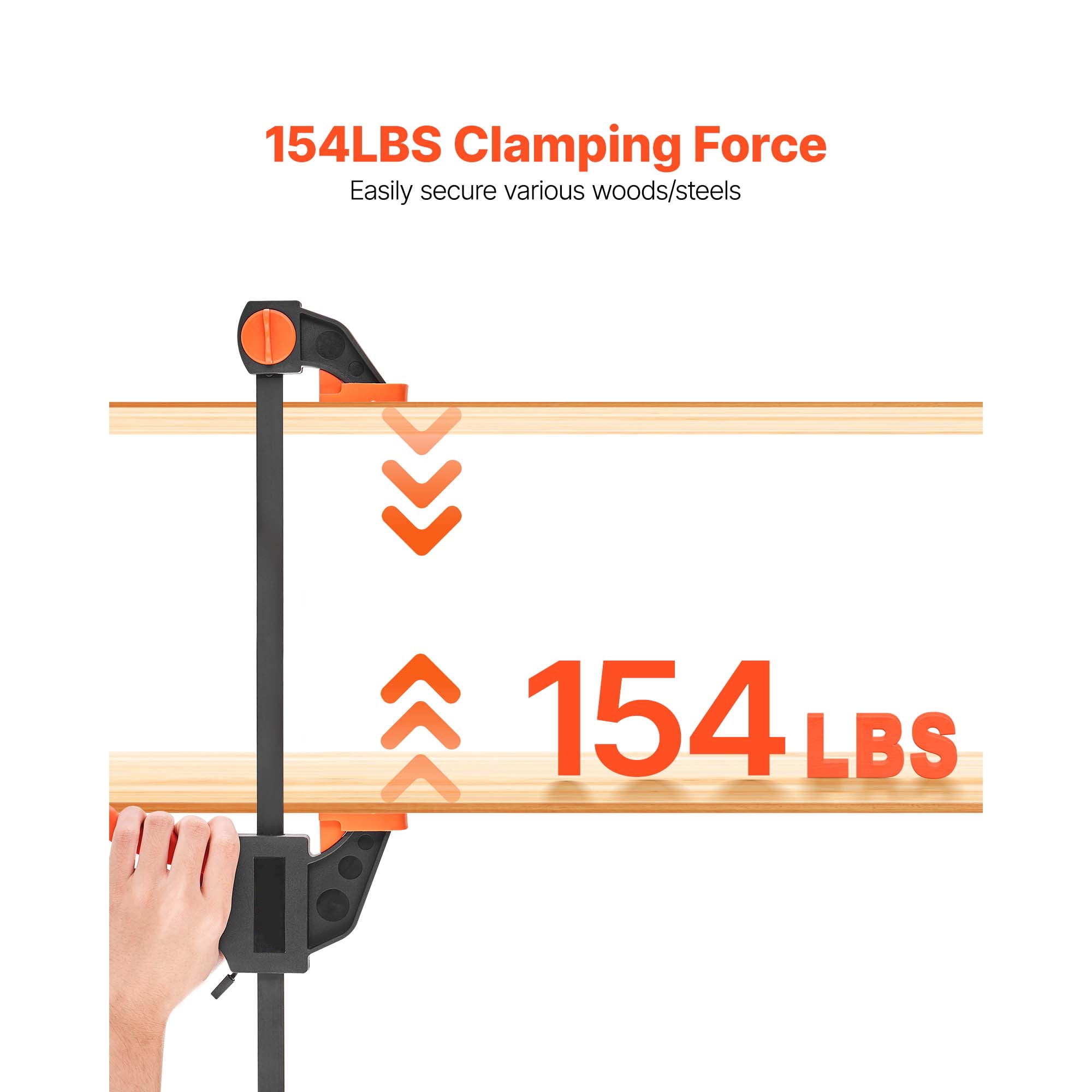KFFKFF Set of Bar Clamps for Woodworking, Includes 2 x 12-Inch and 2 x 6-Inch Clamps, One-Handed Operation with Quick-Grip Function, 154 lbs Load Capacity, Durable Plastic and Steel Construction