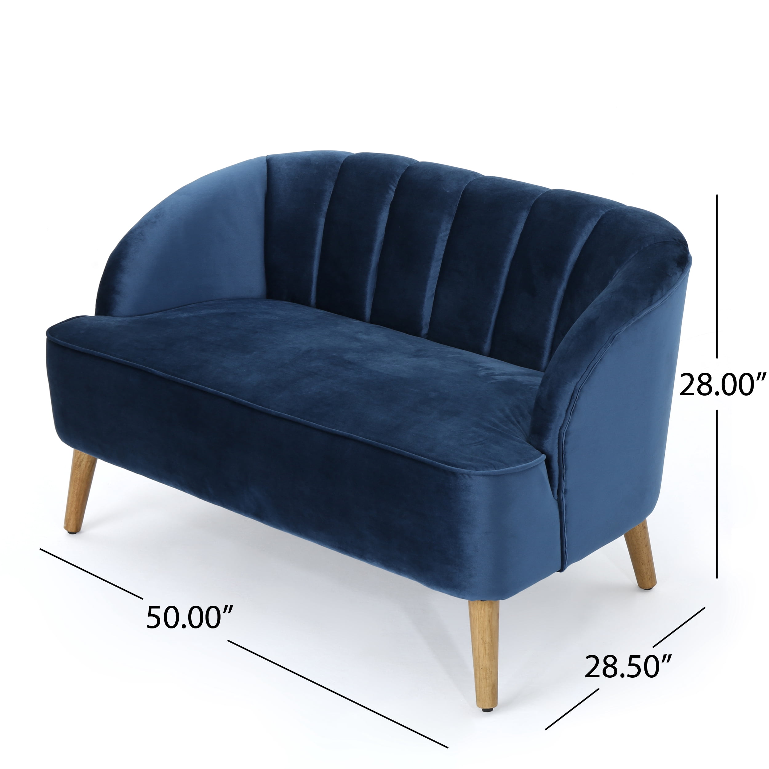 Noble House Albert Indoor Modern Upholstered Velvet Loveseat, Cobalt