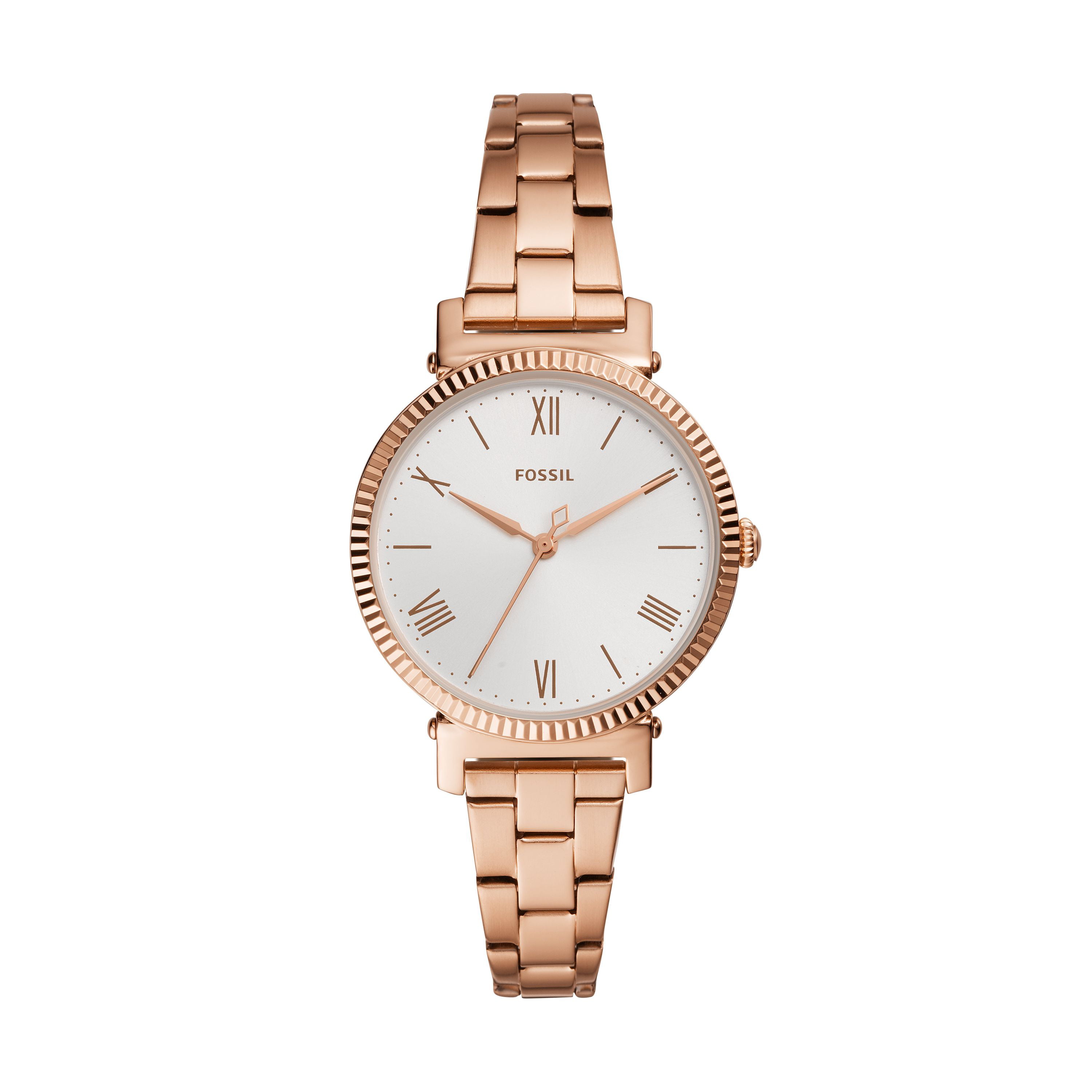Fossil Ladies' Daisy Three-Hand Rose Gold-Tone Stainless Steel Watch ...