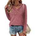 thumbnail image 7 of Zeagoo Womens Trendy Pullover Tops Long Sleeve Tunic Shirts V Neck Womens Fall Tunic Tops for Women 2025 Casual Blouse Sweatershirts, 7 of 7
