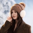 thumbnail image 3 of 1pcs Women's New Autumn Winter Fashion Pom Pom Earflap Solid Color Ear Muffs Cold-proof Thickened Warm Hat Suitable for Outdoor Hiking Exercise Christmas Winter Street Skiing, 3 of 9