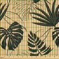 thumbnail image 2 of Ambesonne Leaves Fabric by the Yard Microfiber, Monstera Plants on Stripes, 3 Yards, Black Ginger and White, 2 of 4