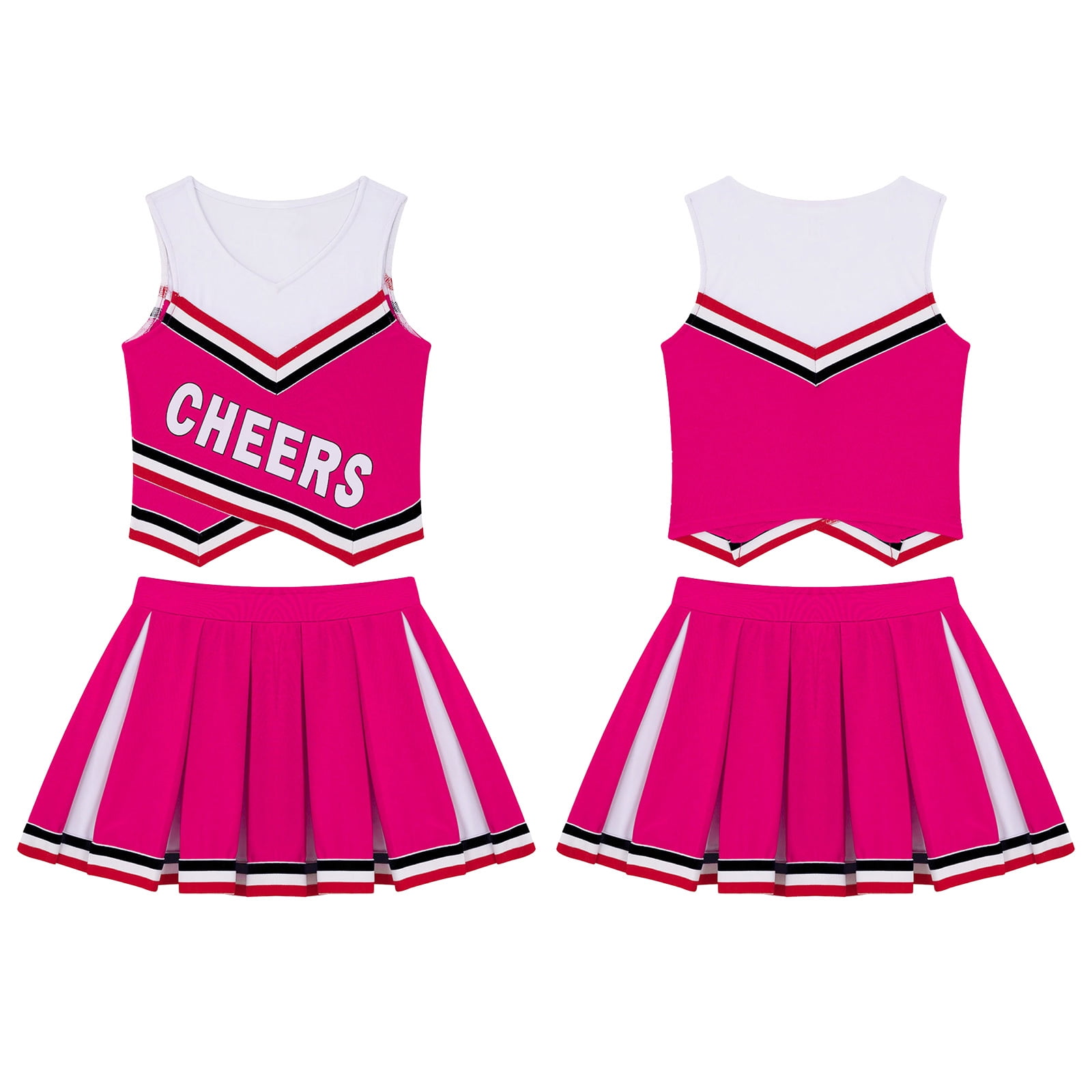 inhzoy Kids Girls Cheer Leader Costume 2 Piece Cheerleading Uniform