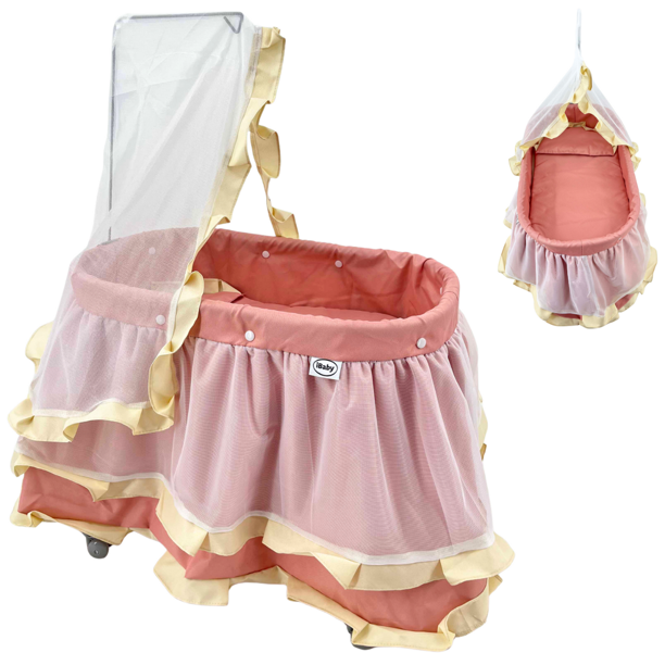 Moises cuna Camita de juguete con mosquitero para muñeca moisseto 325689 ibaby rosa