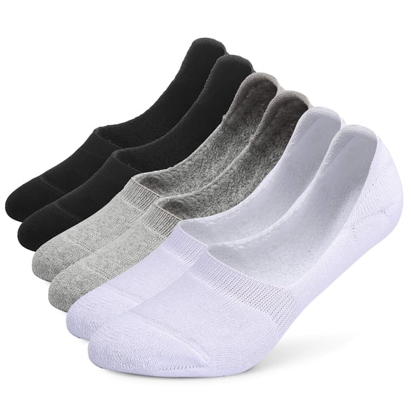 Suxkefa 6 Pairs Unisex Thick Cushion Athletic Cotton Non Slip Low Cut Flat Liner No Show Socks