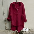 thumbnail image 2 of gbyLJF Womens Oversized Linen Shirts Casual Long Sleeve Collared Cozy Blouses High Low Flowy Loose Tunics Tops Red XL, 2 of 7