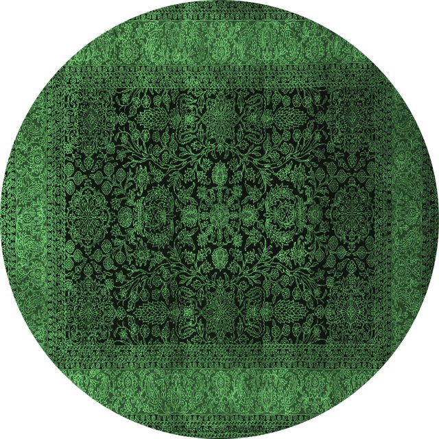Ahgly Company Indoor Round Persian Emerald Green Traditional Area Rugs, 6' Round
