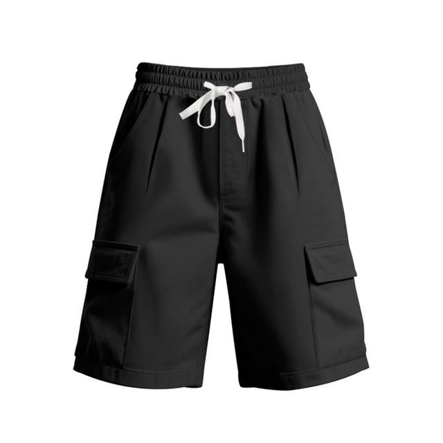 VSSSJ Shorts Cargo Décontractés d'Été pour Hommes Taille Élastique Cordon de Serrage Multi-Poches Travail Extérieur Coupe Décontractée Mode Randonnée Voyage Shorts Noir G