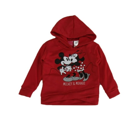 Disney Little Girls Red Minnie Mouse Long Sleeve Hoodie