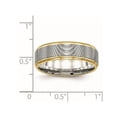 thumbnail image 4 of Grooved Stainless Steel 6mm Wedding Band Ring with Yellow Plating, 4 of 4