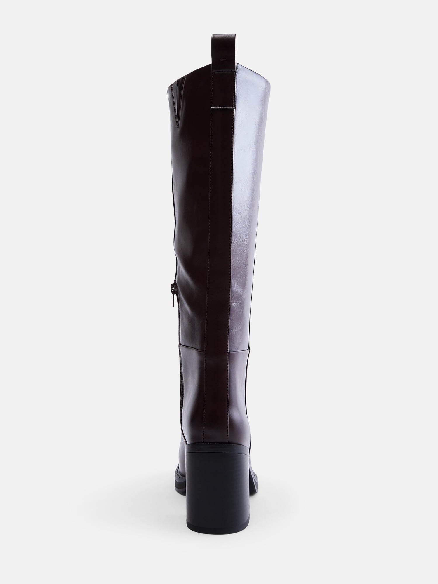 Madden NYC Women's Tall Faux Leather Boots with Stacked Heel