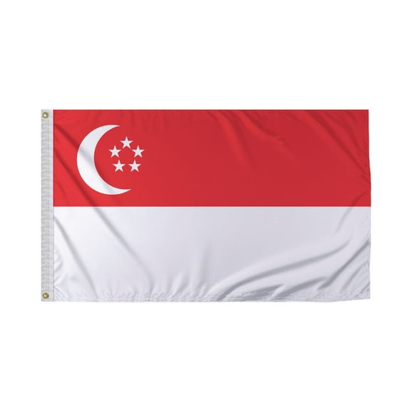 Promopatriot Singapore Country Flag 3x5 Ft Outdoor Nylon Double Stitched Edges Canvas Header Brass Grommets 3'x5' Singapore