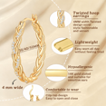 thumbnail image 5 of YOUNGYUE 14K Gold Plated Hoop Earrings for Women, Hypoallergenic Thick Twisted Hoop Earrings with Cubic Zirconia, 5 of 6